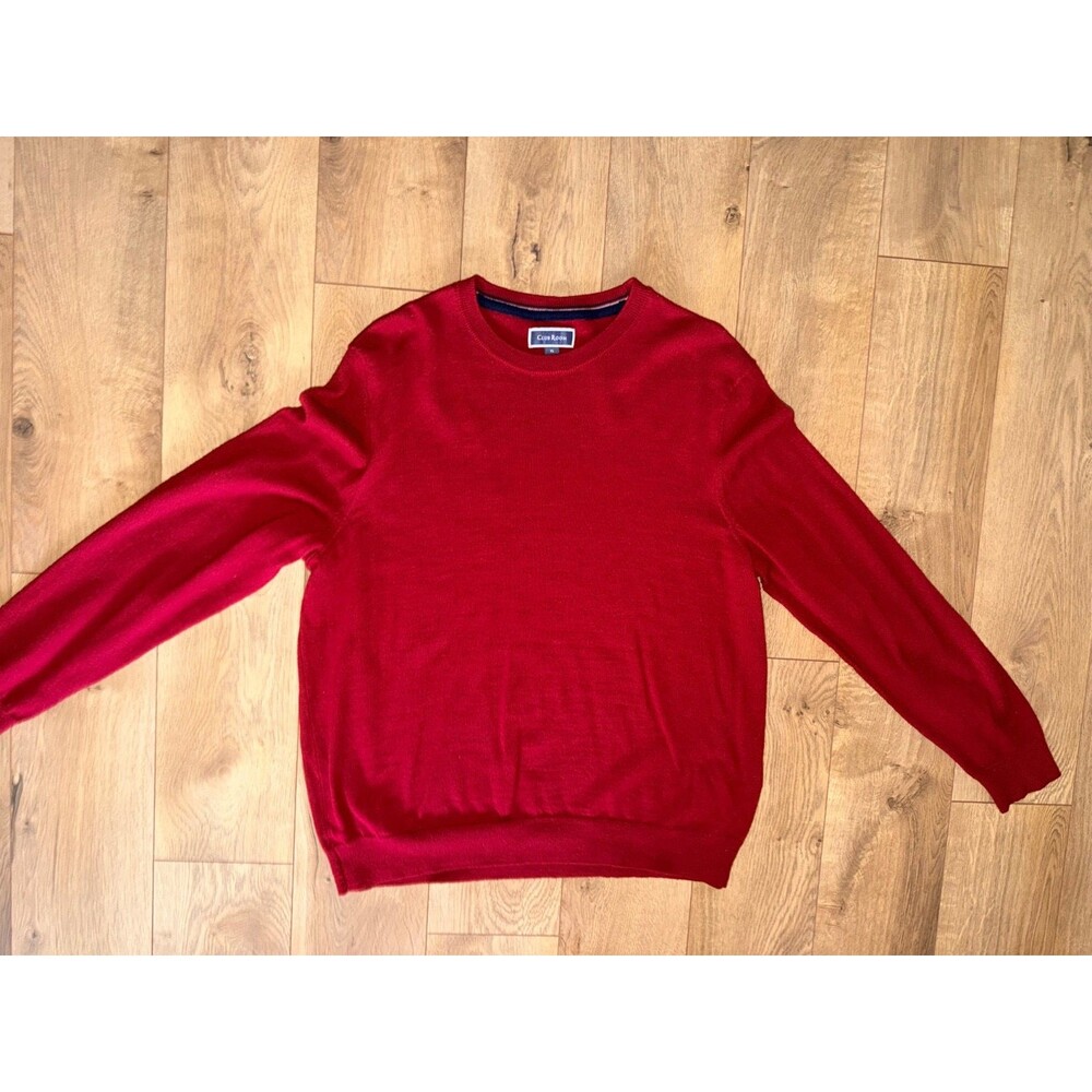 Club Room Merino Wool Red Crewneck Pullover Sweater Size XL